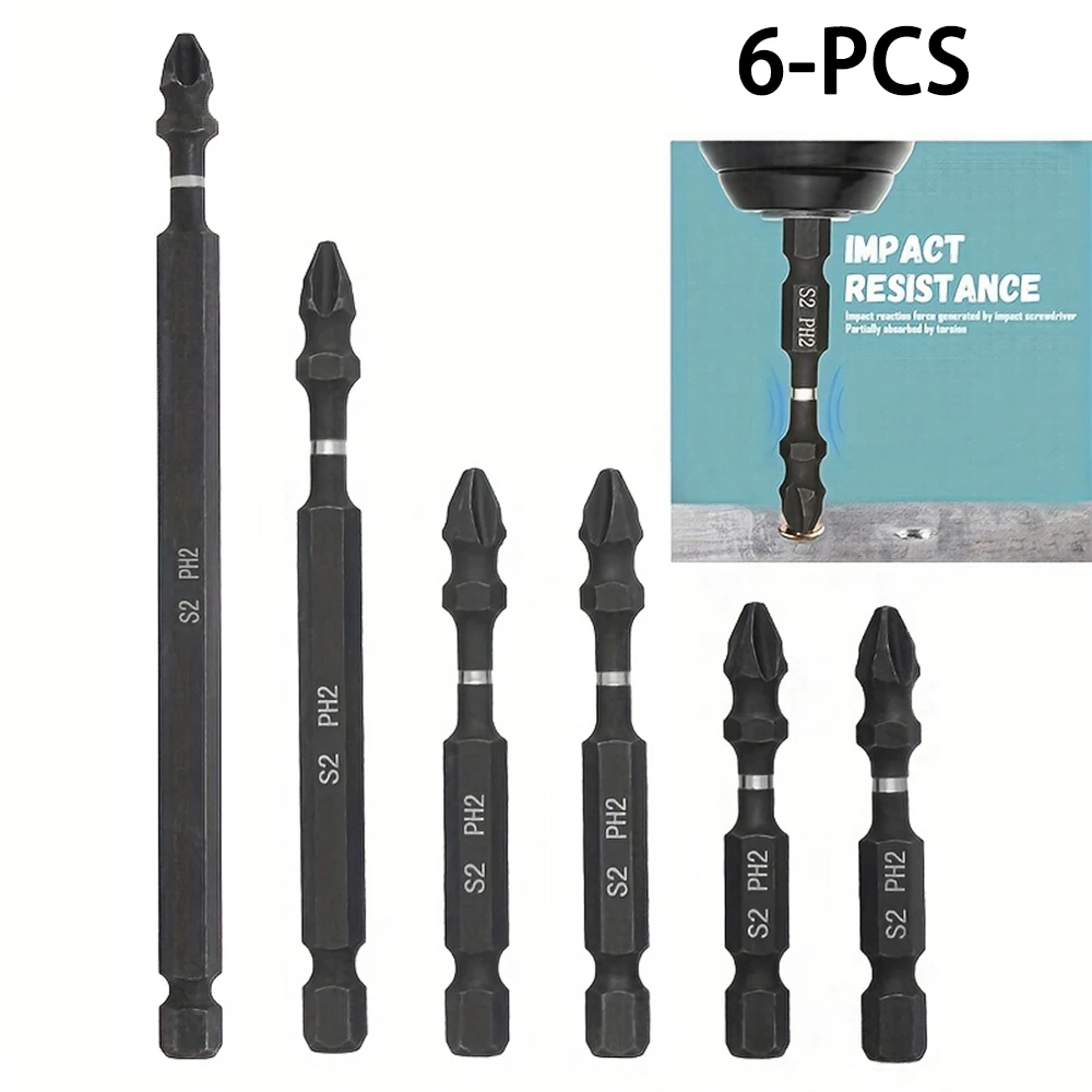 6PC verbesserte hohe Härte und starke magnetische Bit 50/65/90/150mm rutschfeste Kreuz hohe Härte elektrische Handbohrmaschine Schrauben Set
