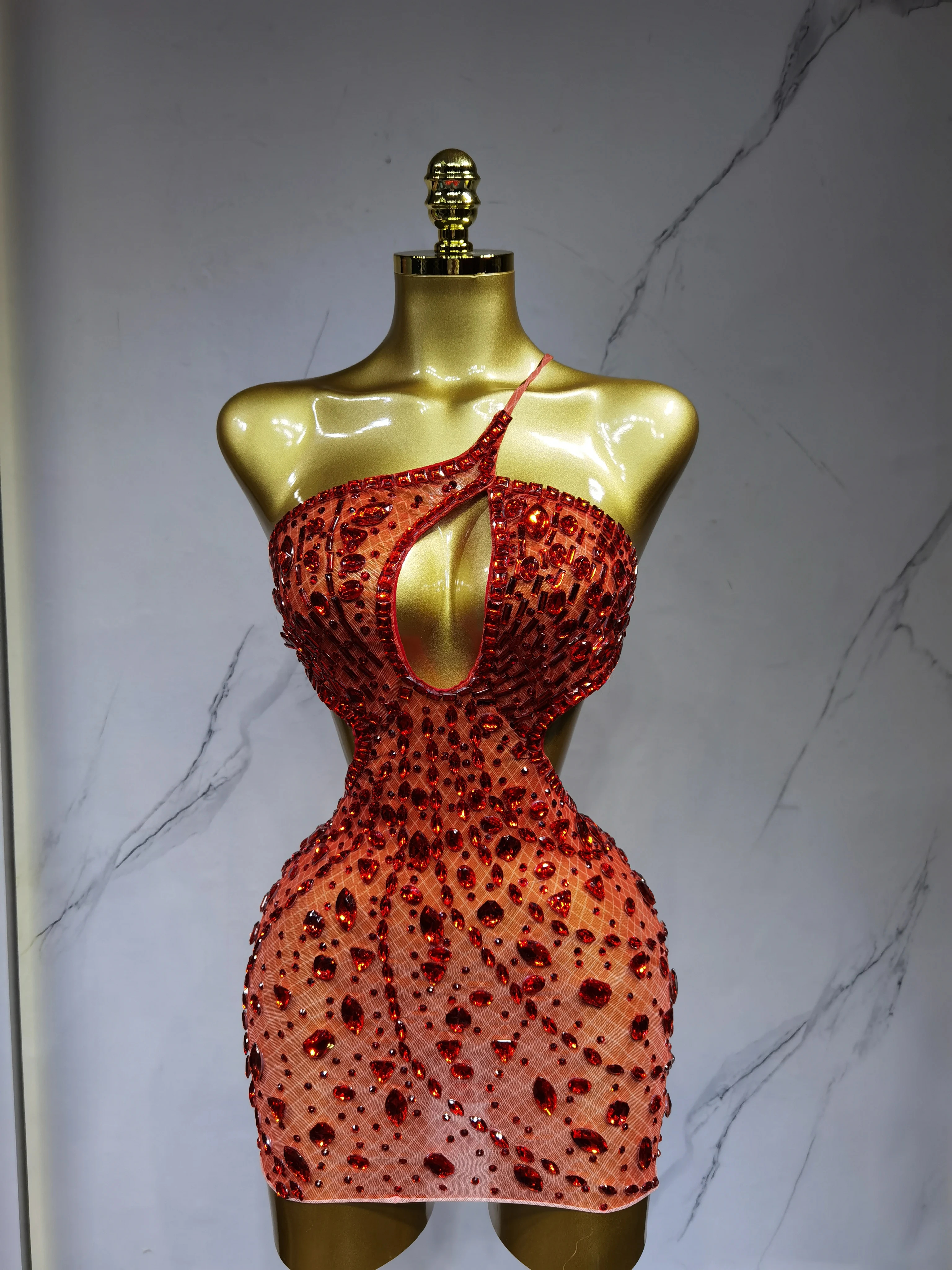 New Arrival Women 2025 Sexy Backless Hollow Out Diamond Evening Prom Gown Birthday Luxury Celebrate Stage Nightclub Outfit