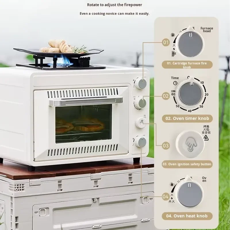 Outdoor Camping Portable Windproof 25L Gas Oven Stove Multi-Functional Portable Camping Oven Aluminum Alloy Integrated