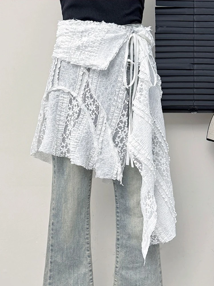 

Модная милая крутая пикантная девушка Sle кружевная ажурная нерегулярная многослойная юбка с рюшами и поясом фартук Dr корейский Sle