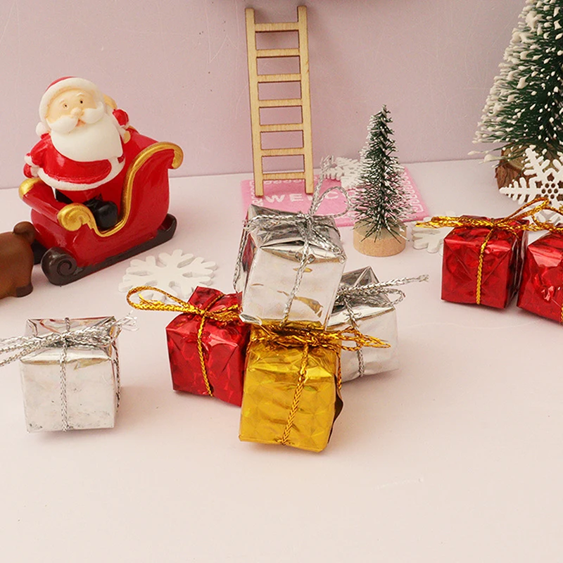 New 10PCS Dollhouse Miniature Christmas Gift Box Pretend Play Mini Doll House Furniture Festival Scene Decoration Accessories