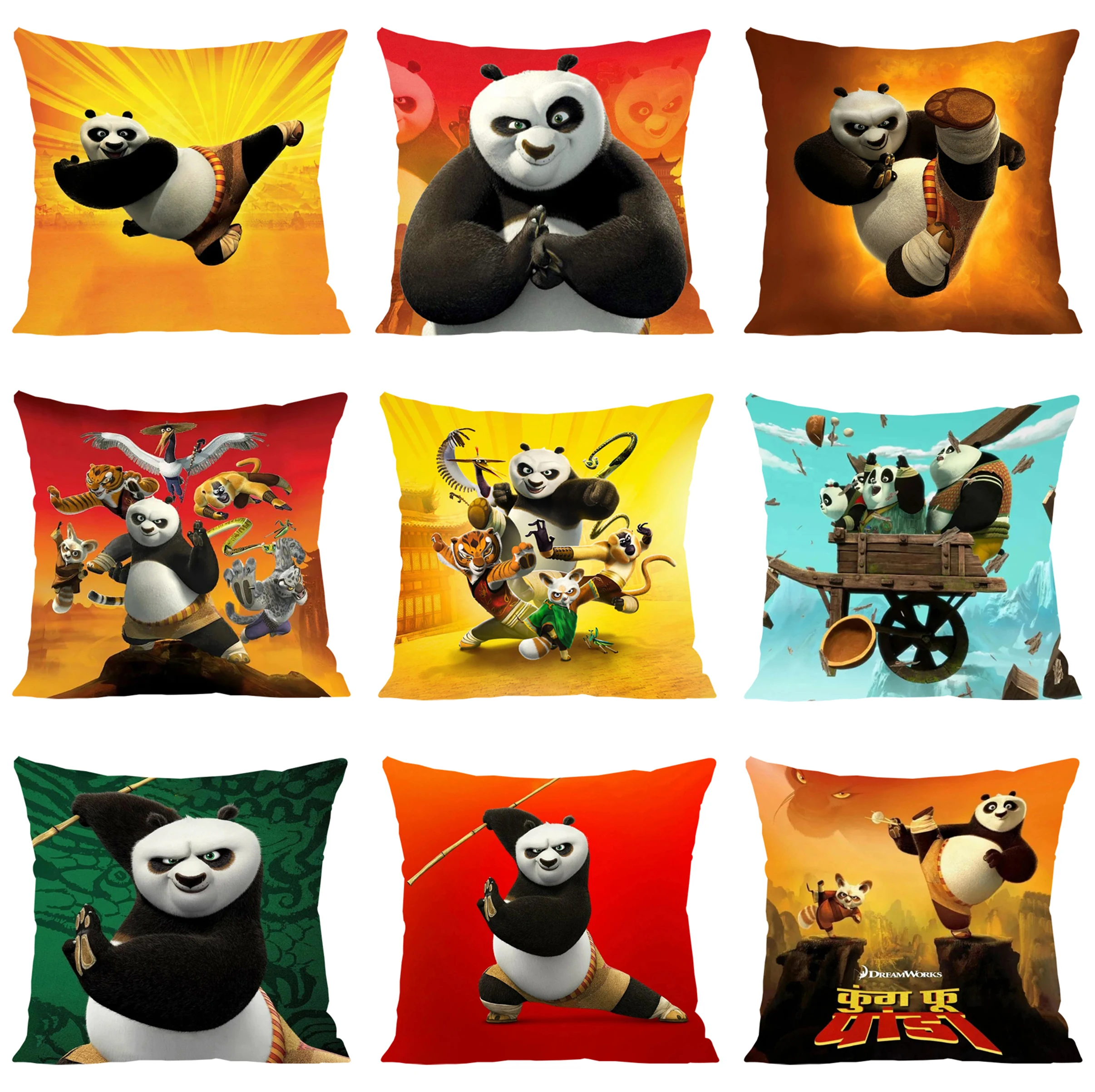 

K-Kung Fu Panda Pillow Cases 45x45 Cushions Cover for Living Room Cushions Aesthetic Room Decoration Pillowcase 45*45 Home Decor