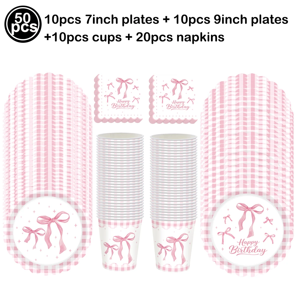 10pcs Pink Bow Cupcake Topper Pink Bow Birthday Decor Coquette Themed Party Decoration Bridal Shower Cake Topper Bow Party Decor