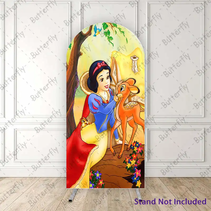 

Disney Snow White Cute Deer Blue Bird Princess Custom Arch Photography Backdrop Cover Girls Birthday Party Background Decoration