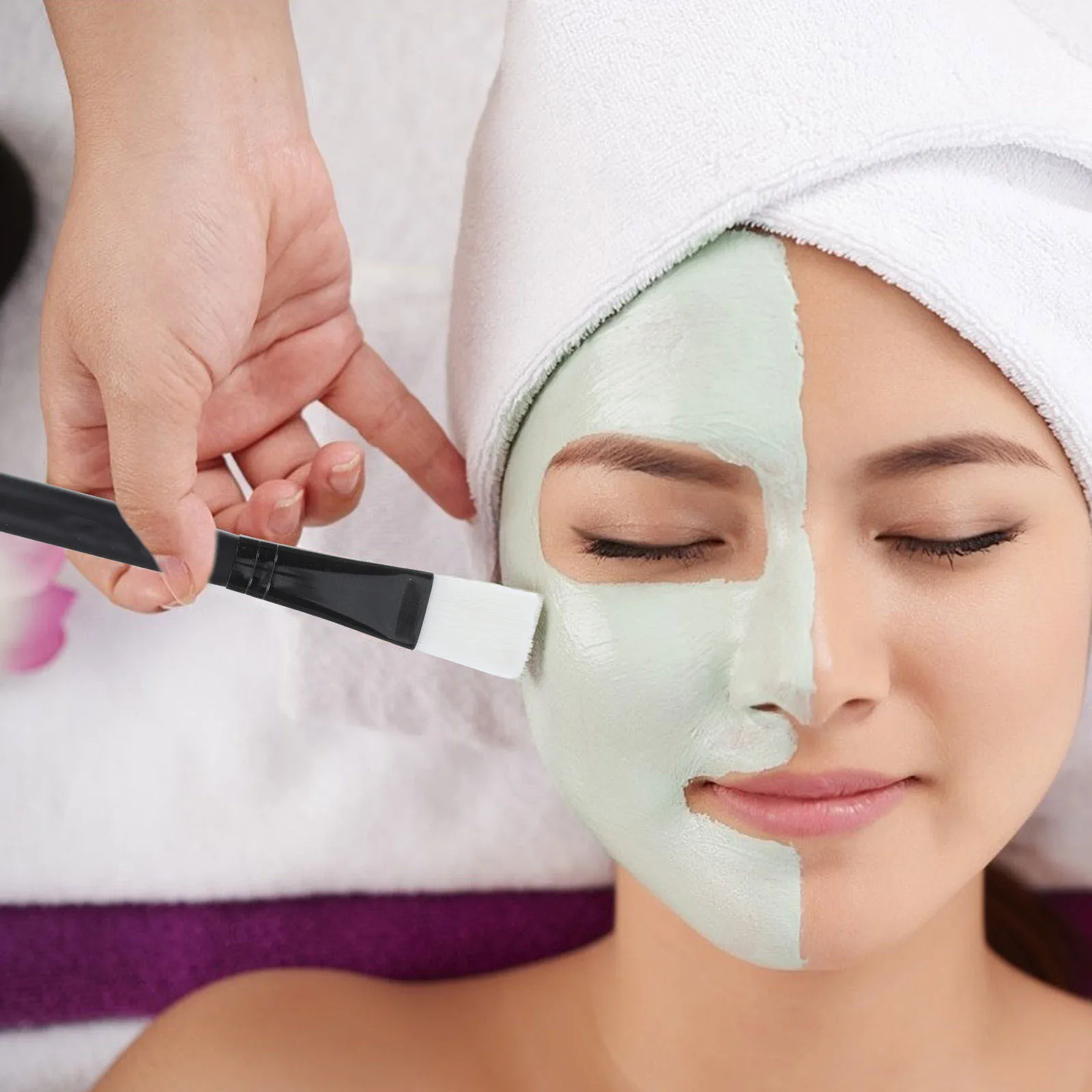 แปรงมาส์กหน้า 5 ชิ้น ขนแปรงไนลอนนุ่ม สีดำ สำหรับดูแลผิวหน้า ทำทรีทเมนท์บำรุงผิว แต่งหน้า เครื่องมือทาและเกลี่ย