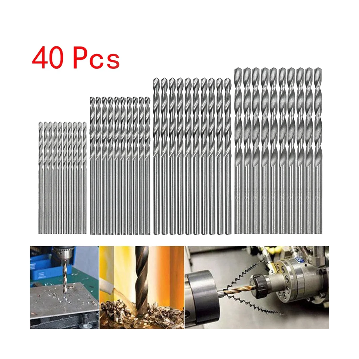 ABIS-40 Pcs High Speed Steel Building Drill Bit Set Tool Mini Drill HSS Bit 0.5mm-2.0mm Straight Shank PCB Drill Bits Set