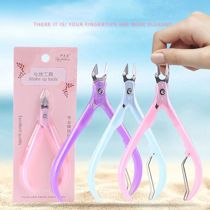 Color random Handle Toenail Ingrown Nail Art Cuticle Nipper Manicure Scissor Tool Pedicure