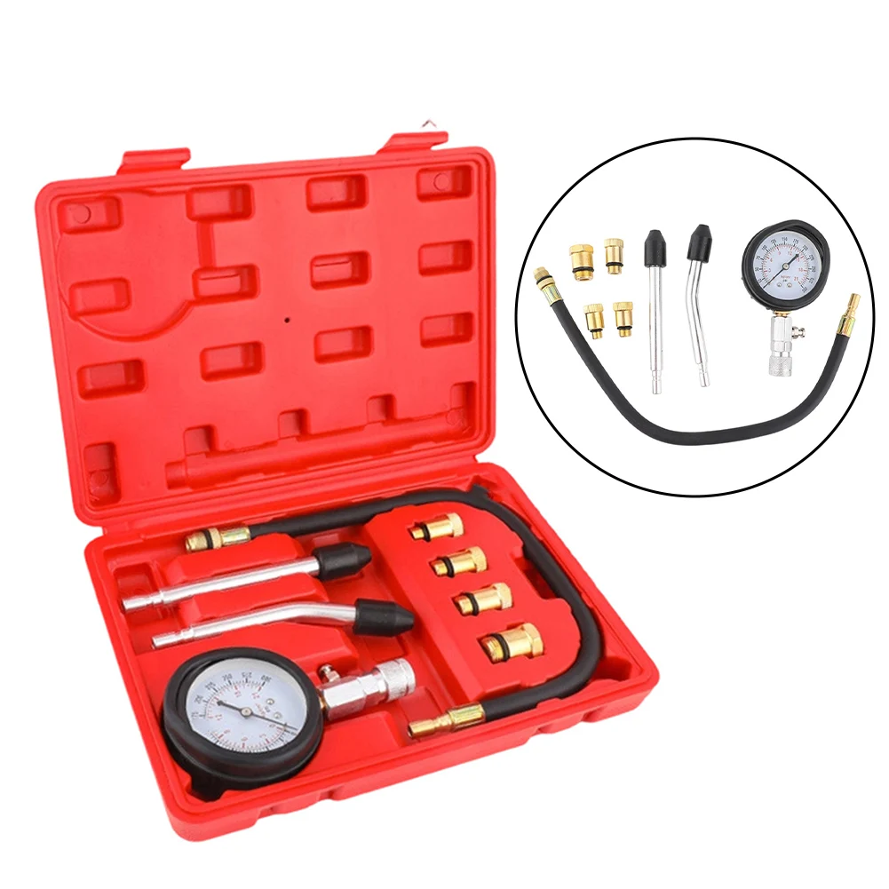 Professional Pressure Gauge Petrol Engine Compression Meter Automotive Cylinder Tester Kit For Car Motorcycle And Lawn Mower