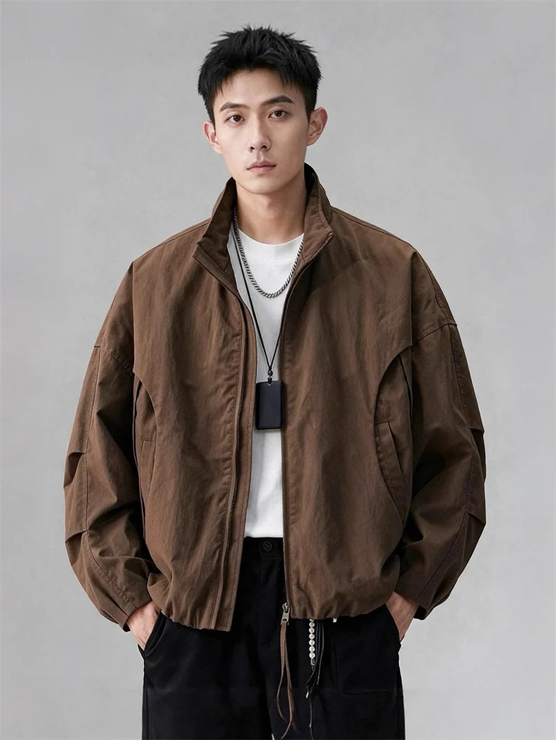 

American Sle Blade Sve Stand Collar Men's Jaet Autumn Winter CleanFit American Baseball Jaet ort Length Coat