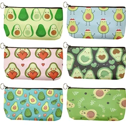 Girls Lovely Avocado Print Makeup Bag Women Cosmetic Bag Large Capacity Toiletries Organizer Female Storage Make Up Cases