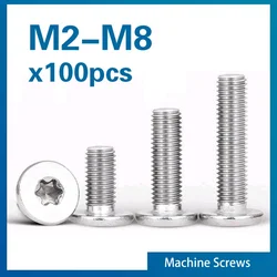 100pcs/lot 304 Stainless Steel CM Six-Lobe Torx Ultra Thin Super Low Flat Wafer Head Screw Bolt M1.6 M2 M2.5 M3 M4 M5 M6 M8