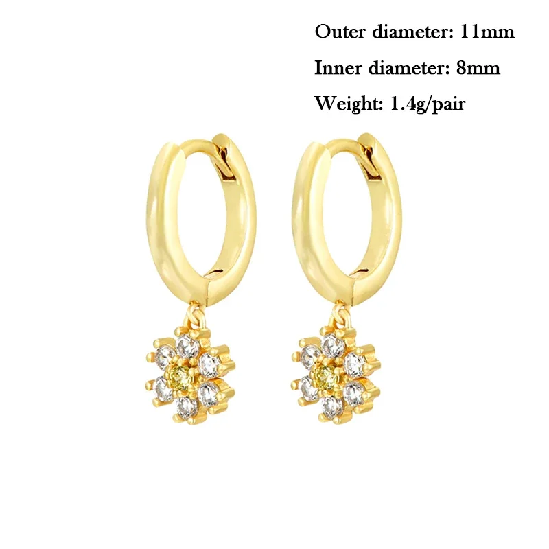 TIANDE Gold Color Dangle Hoop Earrings for Women Fashion Piercing Fine Zircon Chain Women\'s Earrings Set 2023 Jewelry Wholesale