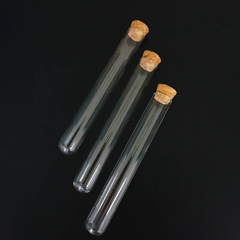 Tubes à essai en verre, 20x150mm, 24 pièces/lot, avec emballage de cigares en liège, verrerie de laboratoire