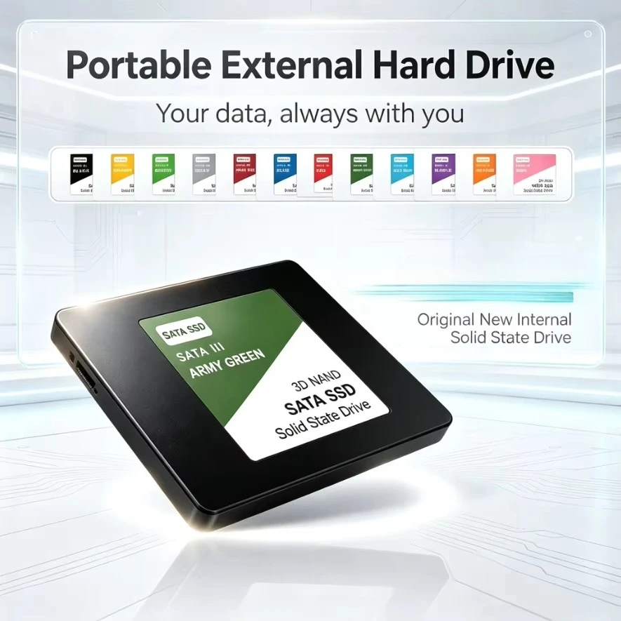 SATA 013 Portable External SSD Hard Drive Army Green/SkyBlue/Purple High Speed Large Capacity Storage Disk for Laptop Smartphone