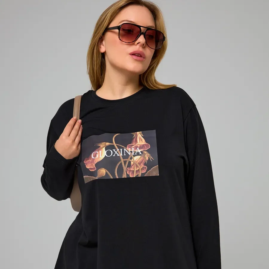 

Французские женские эстетические рубашки из чистого хлопка с длинным рукавом, осенний пуловер с цветочным принтом, простые тонкие толстовки, уличная одежда, свободные