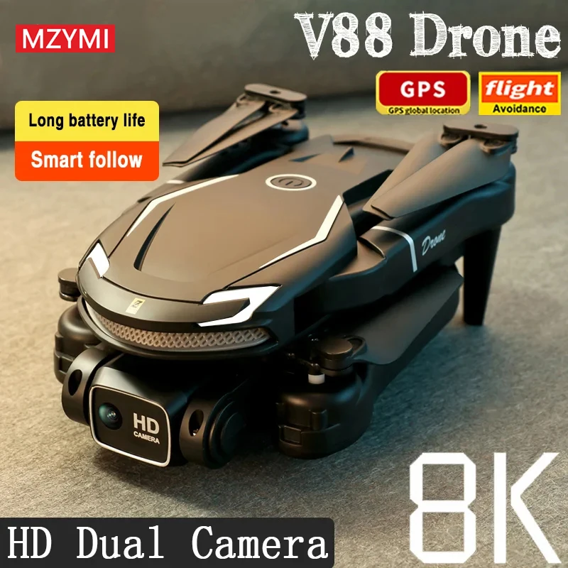 MZYMI V88 Drone 8K Professional Aerial Photography Remote Control Aircraft HD Dual Camera Quadcopter Toy UAV With Parking Apron