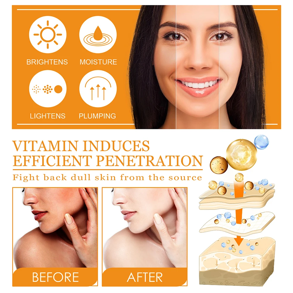 Suero Facial blanqueador con vitamina C, ácido hialurónico, elimina manchas oscuras, melanina sobrante, hidratante, ilumina el cuidado de la piel