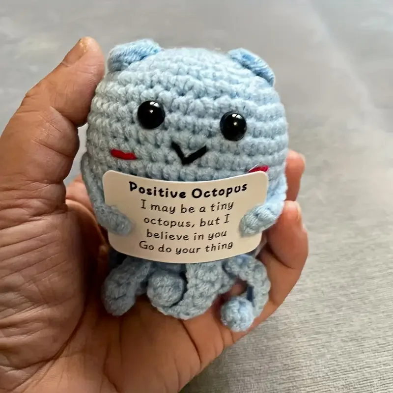 

Funny Positive Octopus Emotional Support Octopus Cute Crochet Potato Partner Toy with Positive Card Cheer Up Funny Gag Gifts