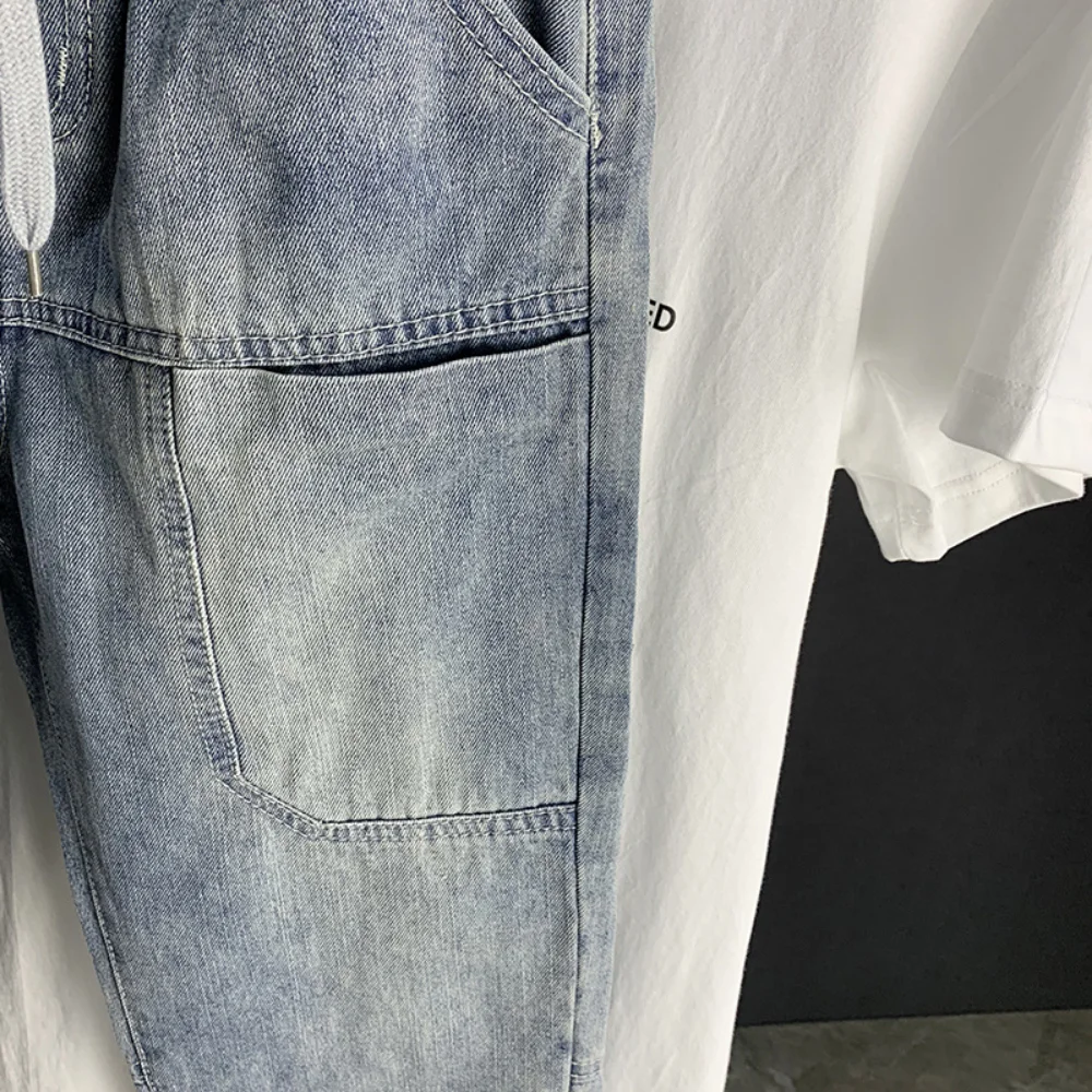 New Harem Jeans Men Vintage Washed Light Blue Denim Trousers Hip Hop Loose Harem Pants Men  baggy jeans  pants  denim  pants