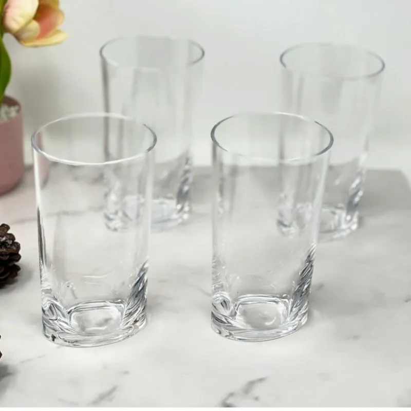 

15oz 4Pcs Oval Halo Plastic Hi Ball Glasses Acrylic Water Tumblers Cocktail Drinkware Reusable Party Home Kitchen Set