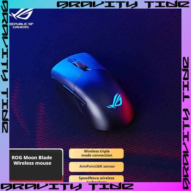 Rog Moonblade Wireless Mouse 36k Receiver Wireless Mechanical Mouse Three Modes Wired Bluetooth Wireless E-Sports Gaming Mouse