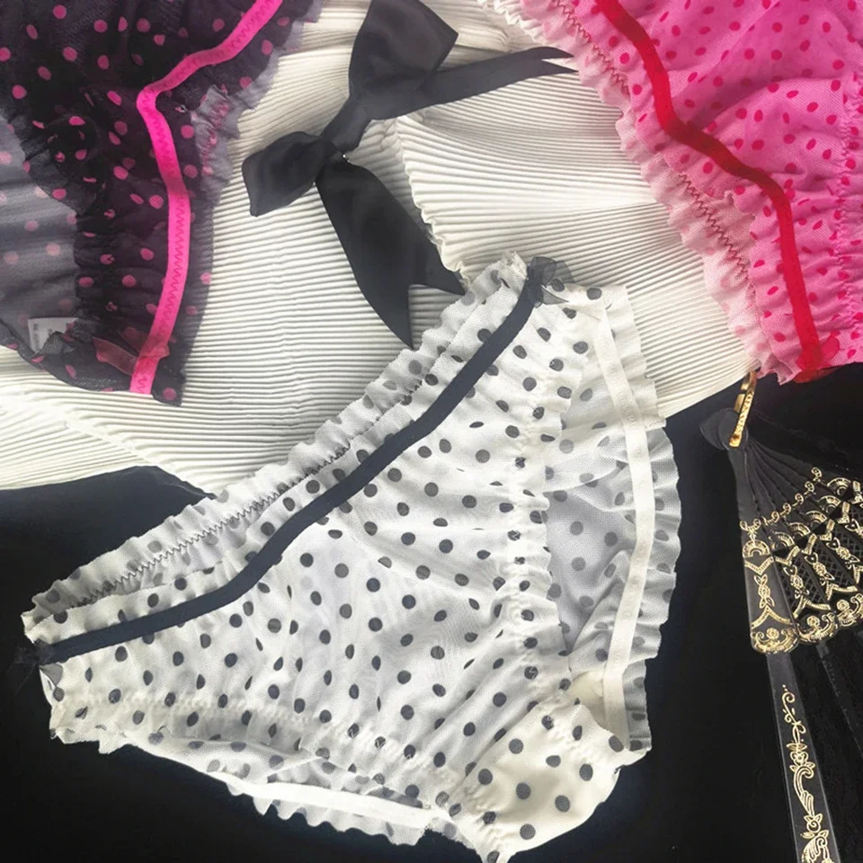 1 قطعة المرأة منقطة سراويل داخلية نسائية من الدانتيل جديد مثير الملابس الداخلية شبكة شفافة منخفضة الارتفاع مثير ملخصات تنفس المنزل الملابس الداخلية