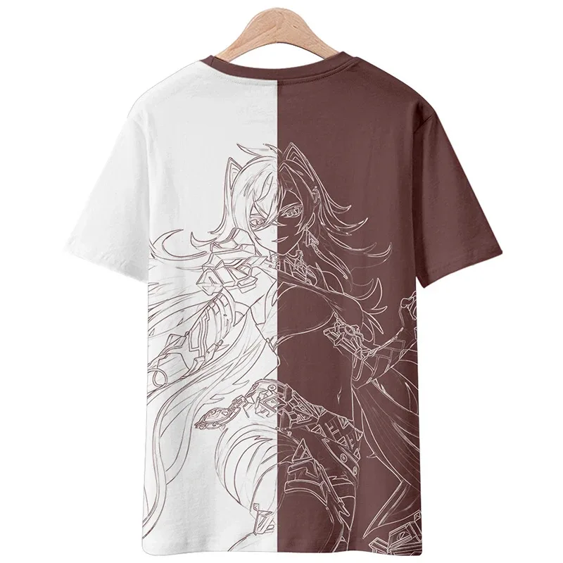 تي شيرت Genshin Impact Dehya التأثيري Dehya للجنسين ثلاثي الأبعاد مطبوع من البوليستر بأكمام قصيرة تي شيرت أنيق