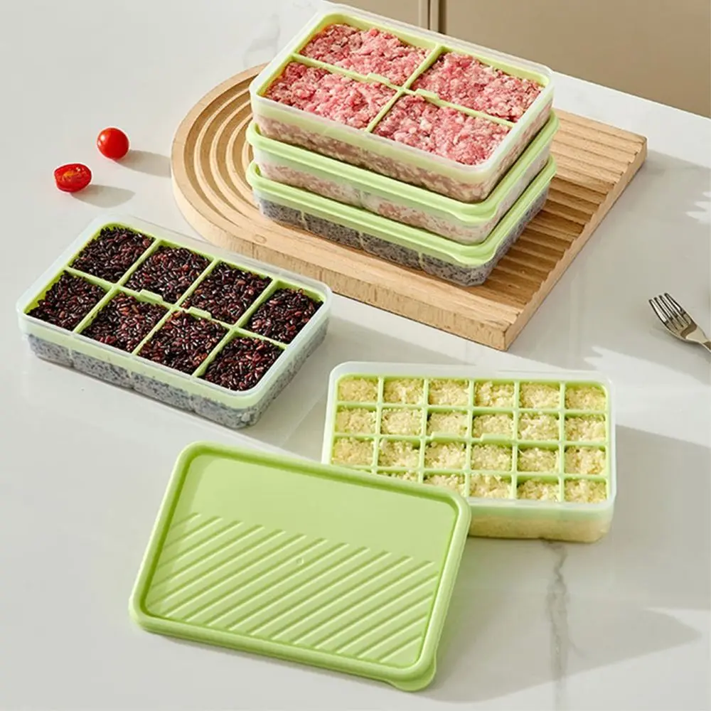 4/8/24 Grids Food Storage Box Food-grade Meat Rice Sub Packing Partitioned Storage Box Non-stick Reusable Ice Cube Molds