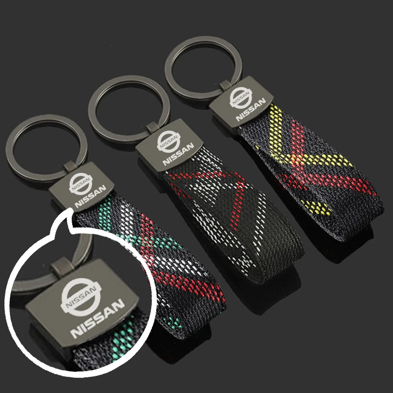 Oxford Webbing Car Keychain Key Ring Pendant for Nissan Qashqai 350Z Almera Leaf Livina Maxima Micra Sylphy Versa X-Trail