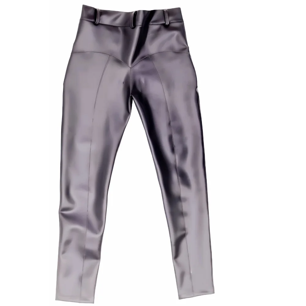 Woman Double-Sided PU Leather Pants Slim Fit Stretchy Faux Leather Trousers With Pockets Button Zipper Casual Party Clubwear