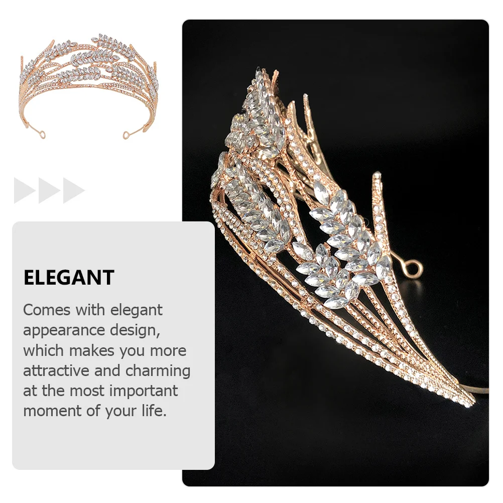 

1Pcs Crown Headdress Baroque Style Bride Tiara Wedding Dress Decorative Hairpiece Shiny Bride Crown Wedding Celebration