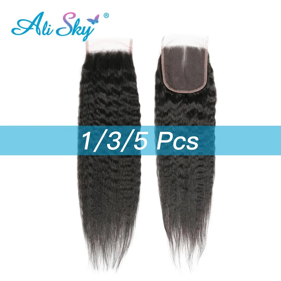 1/3/5PCS Peruvian Kinky Straight Closure Transparent Lace Closure 4x4 hd Lace Frontal Closure Brazilian Hair Human Hair Closure