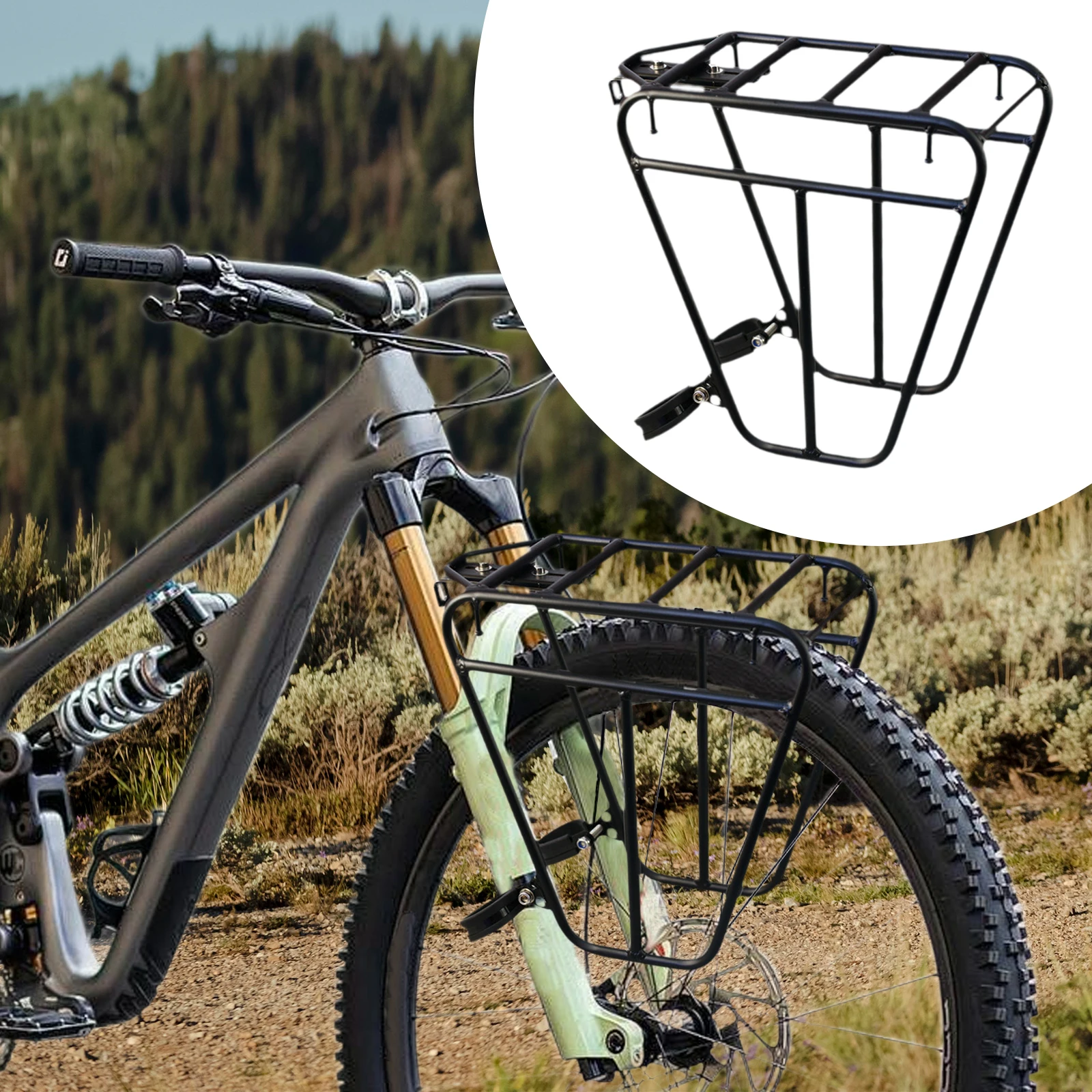 Bike Front Carrier Rack Cargo Pannier Holder Easy to Install Bicycle Front Rack Luggage Shelf for Cycling Mountain Bike