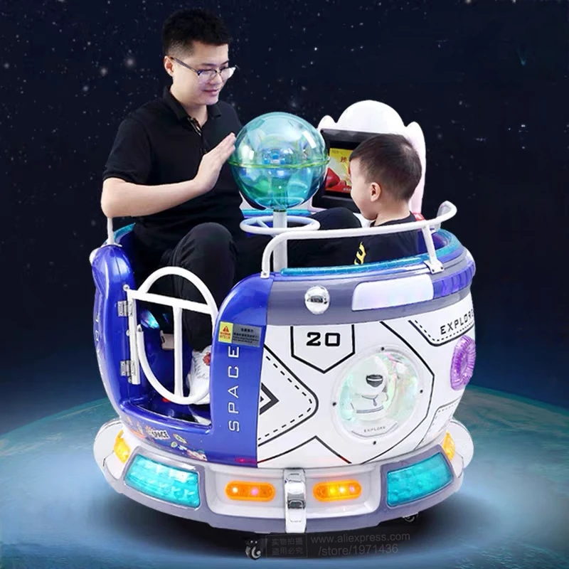 Children Play 360 Degree Rotating Space Cup MP5 Screen Video Music Coin Operated Kiddie Ride Amusement Arcade Game Swing Machine