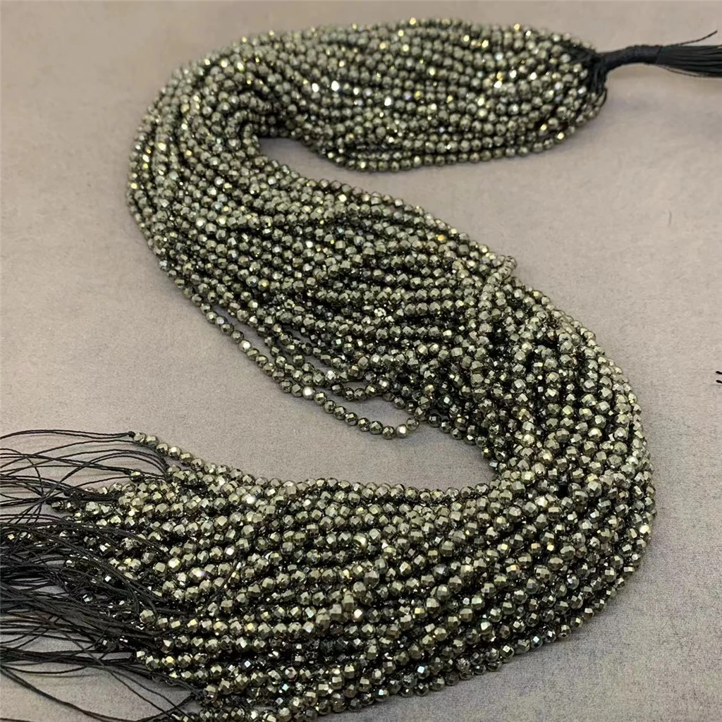 Natural Stone Pyrite Small Facet Beads Shiny 2/3/4mm Cut for DIY Accessories