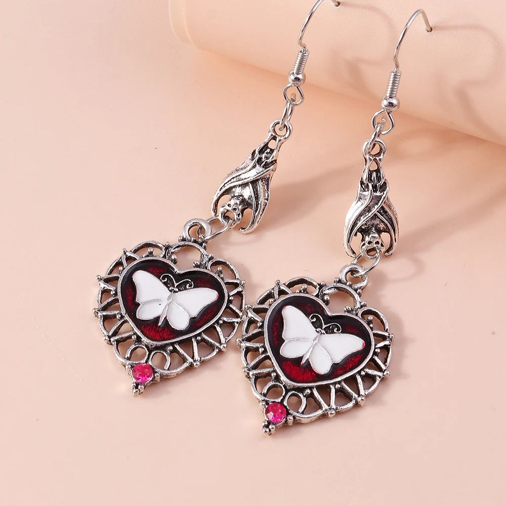 Ethnische Legierungs-Ohrringe mit Herzanhänger für Damen und Mädchen, Party- und Festival-Schmuck, Geschenke – Detail 25
