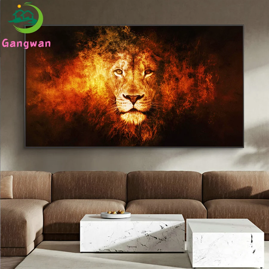 5D Diamond Painting Full Square/Round Drill Lion King 5D Daimond Painting Embroidery fire animal Cross Stitch Mosaic Picture art