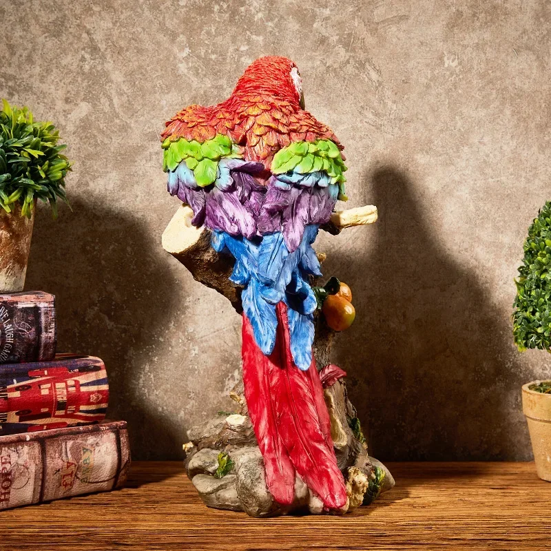 u11Resin Handicrafts Simulation Animal Sculpture Colorful Parrot Ornaments Macaw Bird Statue Decorative Figurines Home Decorati