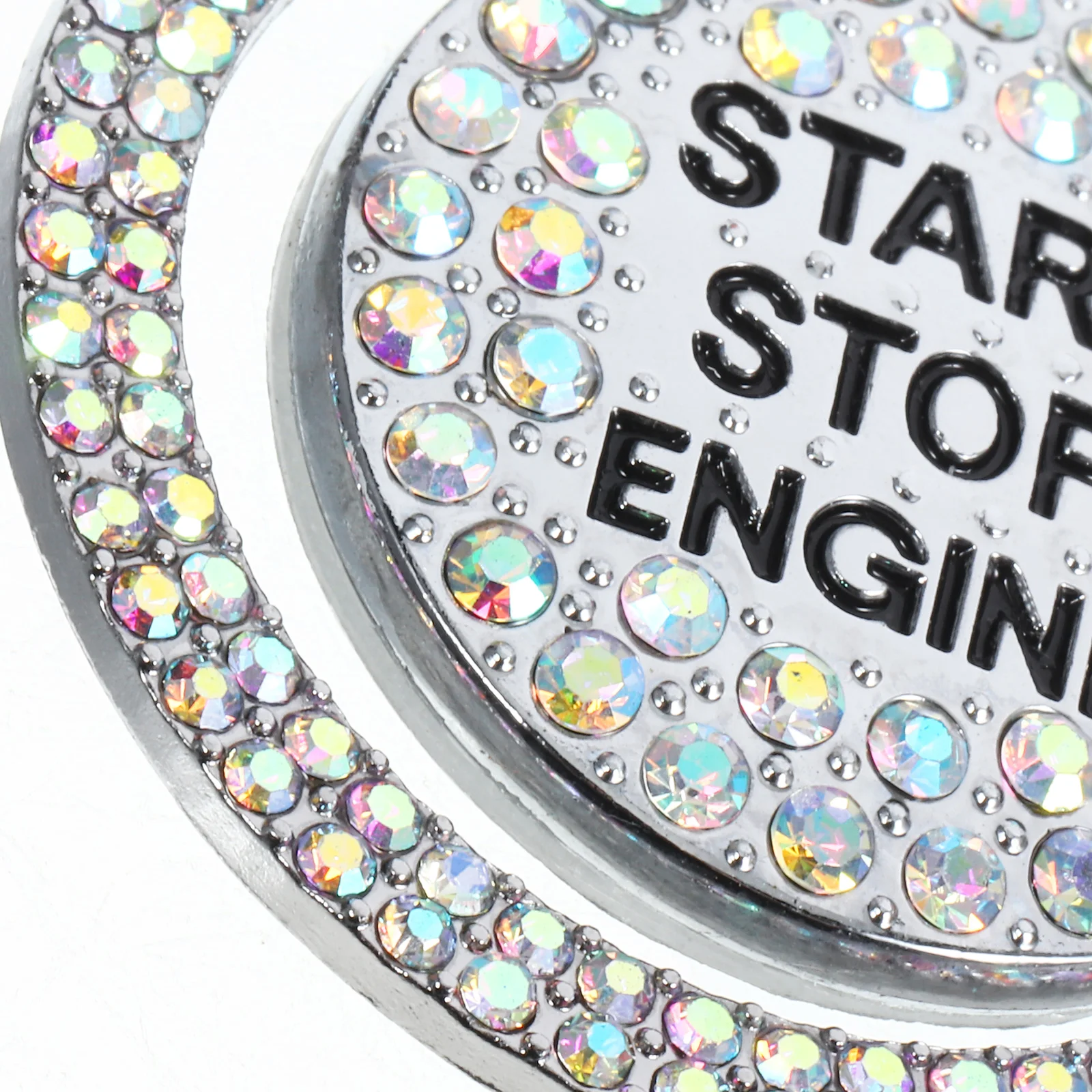 

Push To Start Button Cover Bling Rhinestone Car Ignition Protector Durable Scratch-Resistant Easy Install Universal Fit For