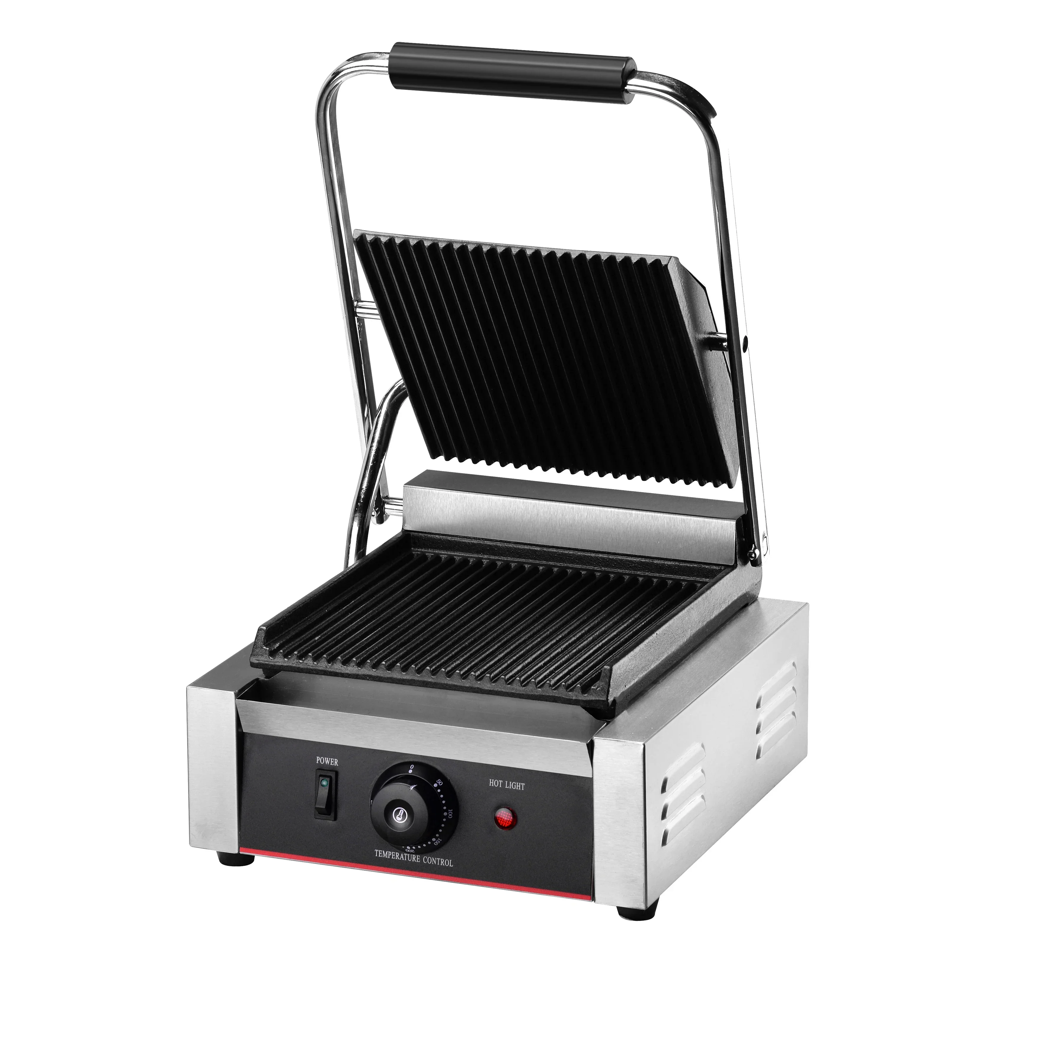 -Grillador Panini multifunción de un solo cabezal, máquina para hacer sándwiches, placas calientes, parrilla de contacto, plancha comercial con precio de fábrica