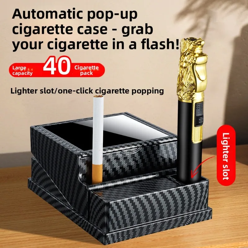 Neue Business-Zigarettenschachtel mit automatischem Pop-up, großes Fassungsvermögen, 40er-Pack, tragbares, feuchtigkeitsbeständiges Zigarettenetui für Männer, Geschenke