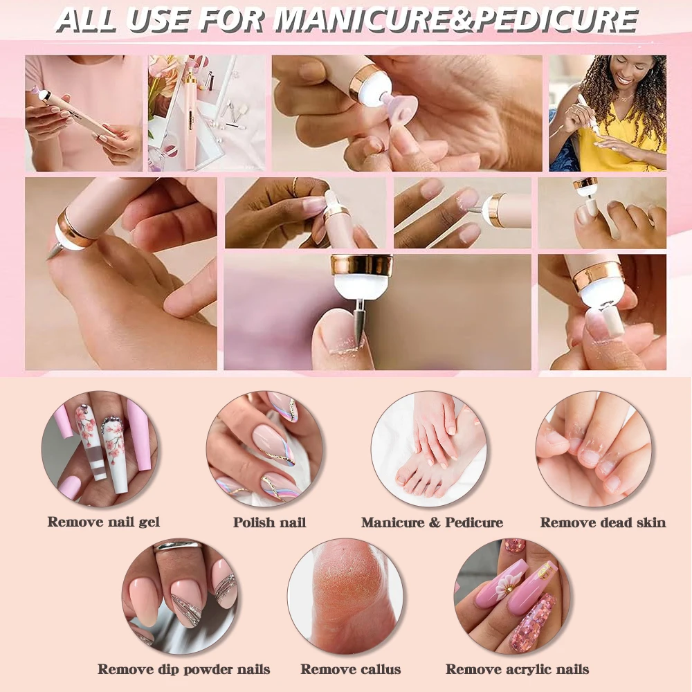 مجموعة العناية بملفات الأظافر المحمولة من LINMANDA ، 12 مثقاب مرفق ، شحن USB ، ضوء LED ، قابل للتعديل ، 4 سرعات ، للاستخدام المنزلي #6