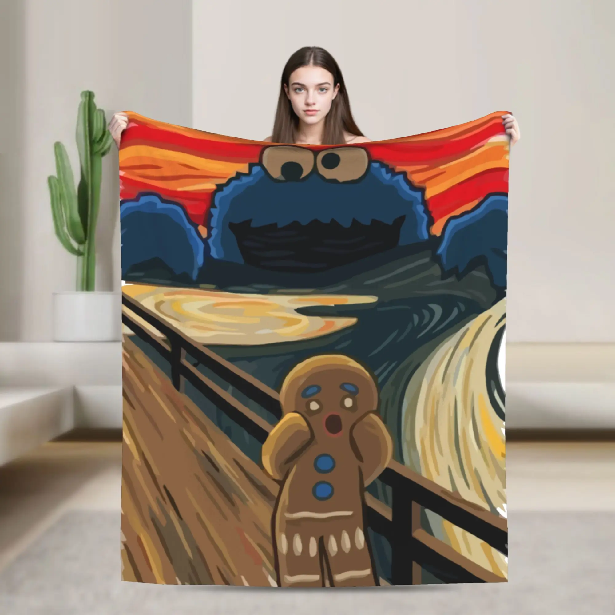 Shouting Screaming Gingerbread Man Sesames Streets Spoof Velvet Throw Blankets Blanket for Bed Car Super Warm Bedding Throws,