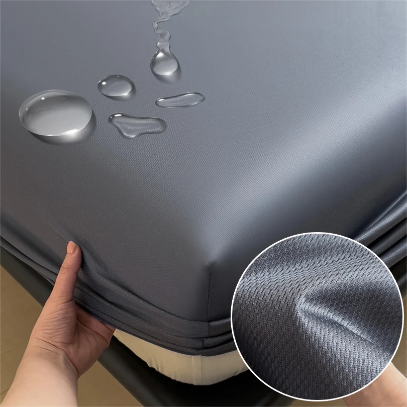 

100% Waterproof Mattress Cover Protector Knitted Cotton Bed Fitted Sheet with Elastic Bands Adjustable Bedding Mattress Cover ﻿