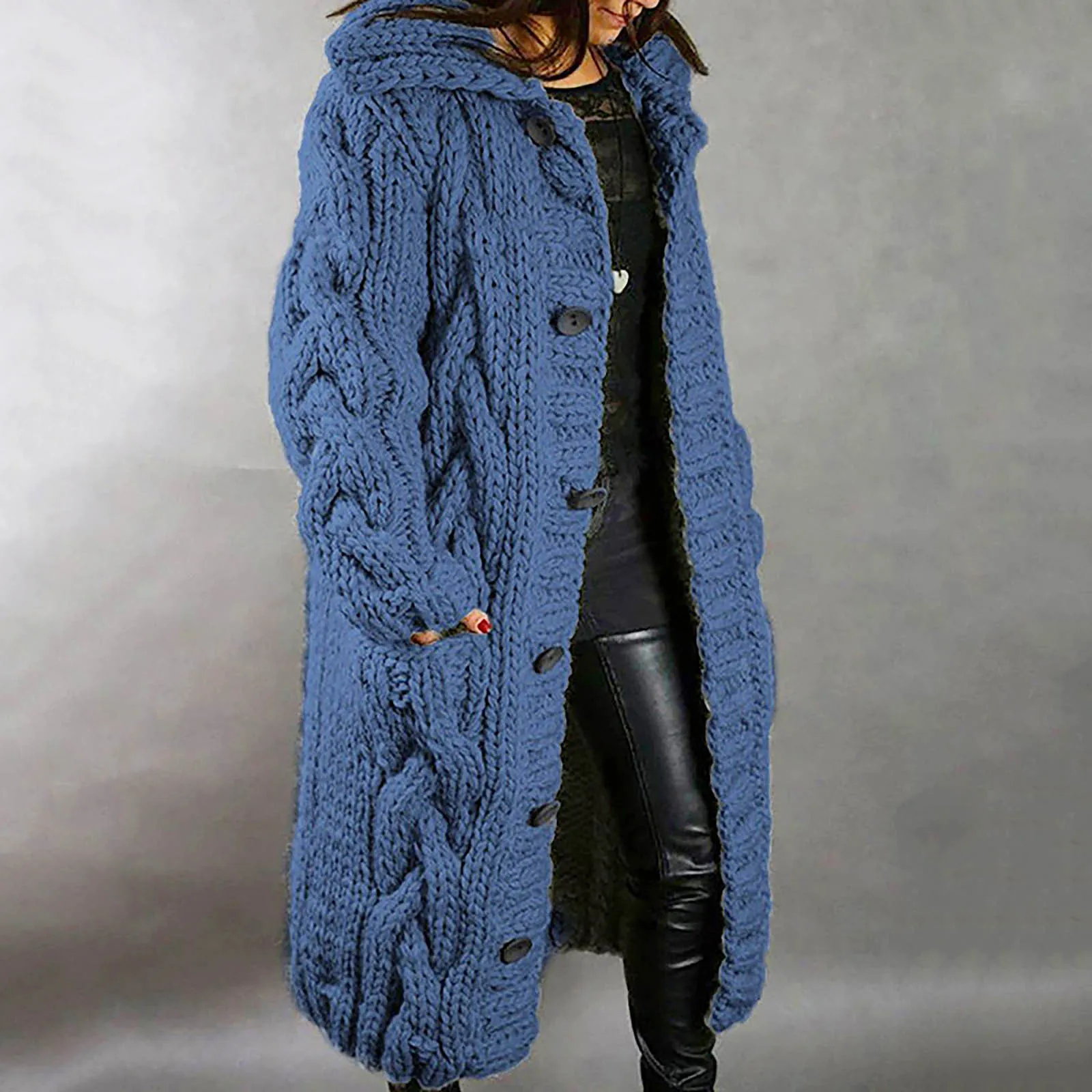 Autumn And Winter Thick Single Breasted Cardigan Casual Loose Chunky Knitted Sweater Cardigan Comfortable Wram Long Coat