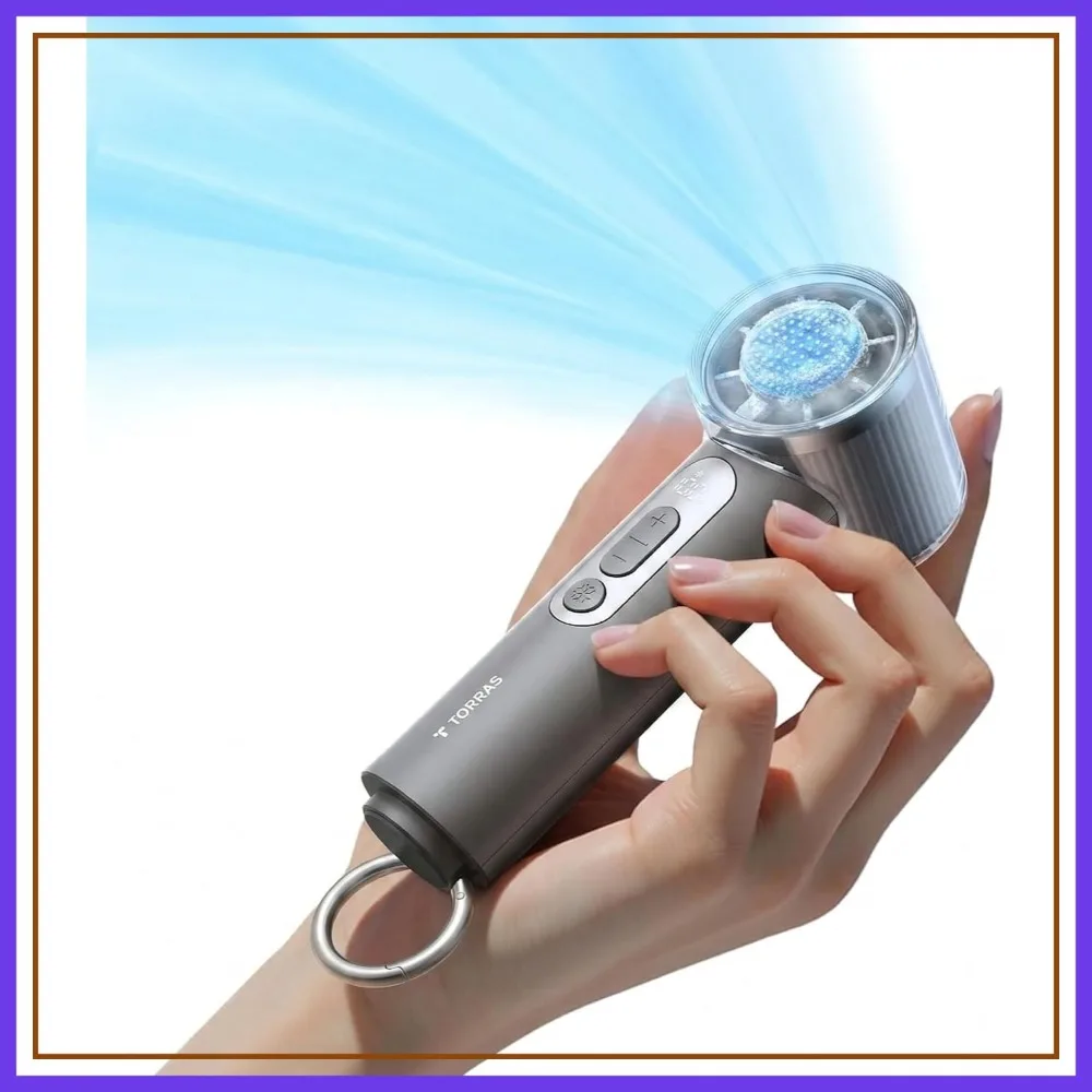 

Handheld Fan with Ice Cooler, 0-100 Adjustable Speed, 4900mAh Rechargeable, Portable Mini Fan for Travel Outdoor