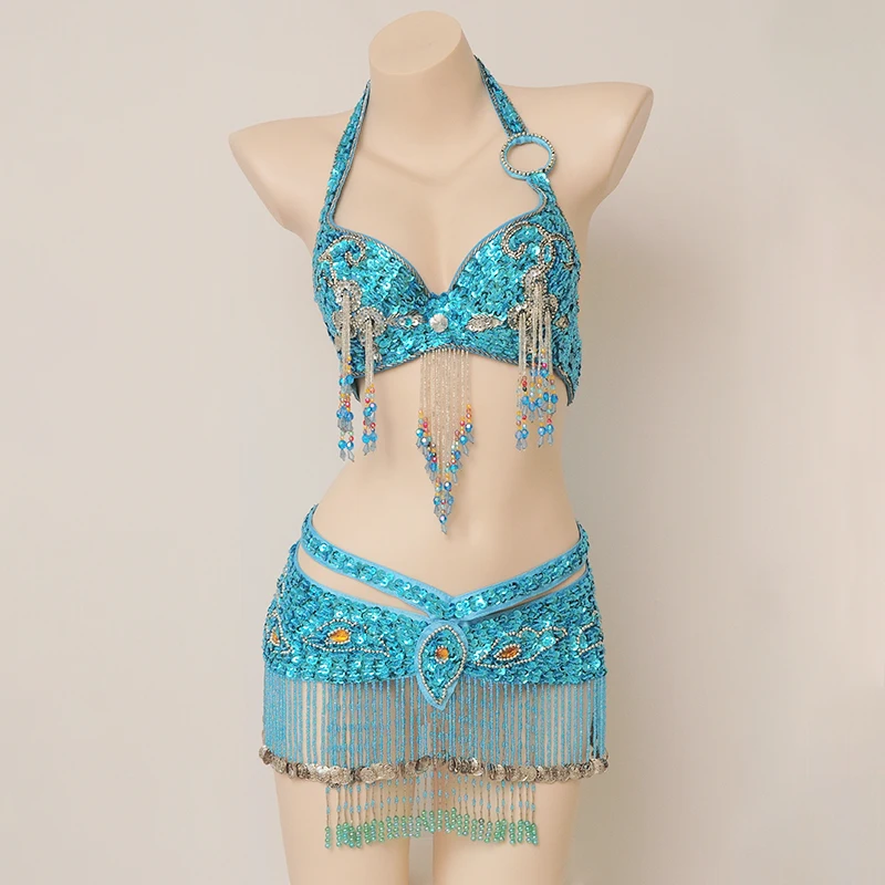 

Beaded Belly dancing costume adult Belly dance bra and belt suit Bellydance clothes Belly Dancer Outfit Oriental Dance Clothes