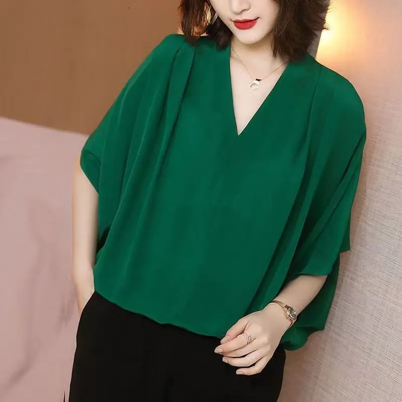 Plus Size Loose Casual Tops Tees Women Clothing Summer New Short Sleeve Solid All-match T Shirts Vintage Fashion Women Clothing