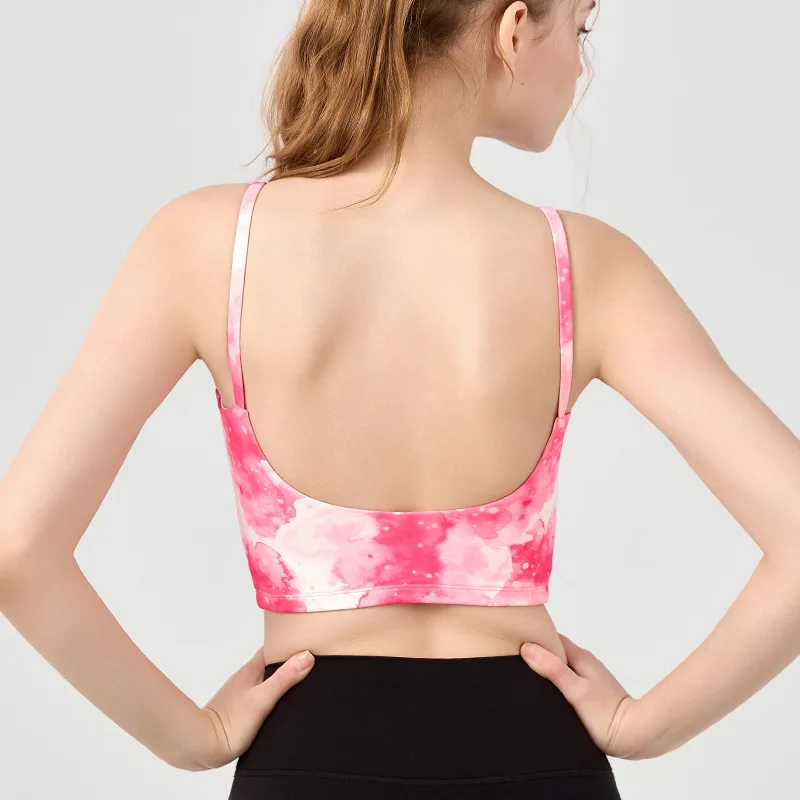 Kleverig zacht vest met borstkussen, naadloos sportrugondergoed voor dames, jarretel met vierkante hals in veststijl, beha