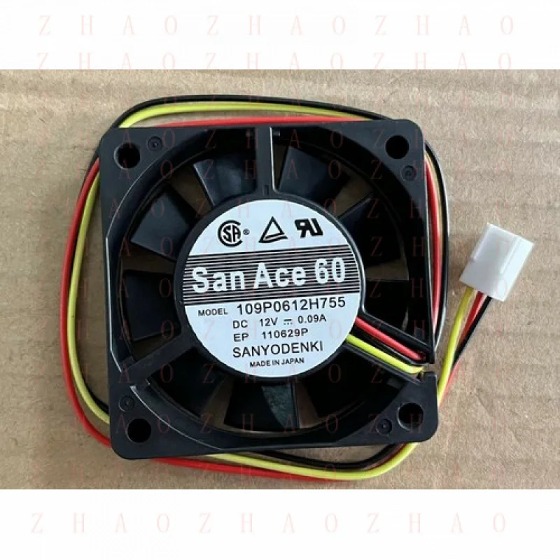 

L+ 1pcs for Sanyo 6015 6CM 109P0612H755 DC 12V 0.09A inverter cooling fan San Ace 60